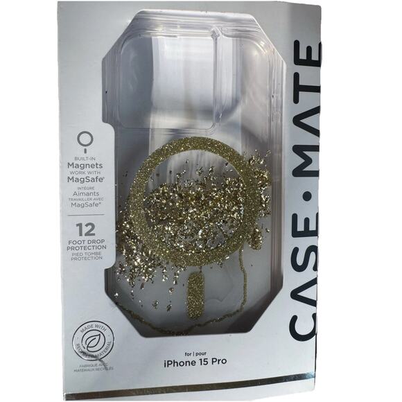 iPhone 15 Pro Max Case Mate Karat Marble MagSafe 6.7" Clear Marble Gold Glitter - Picture 4 of 9